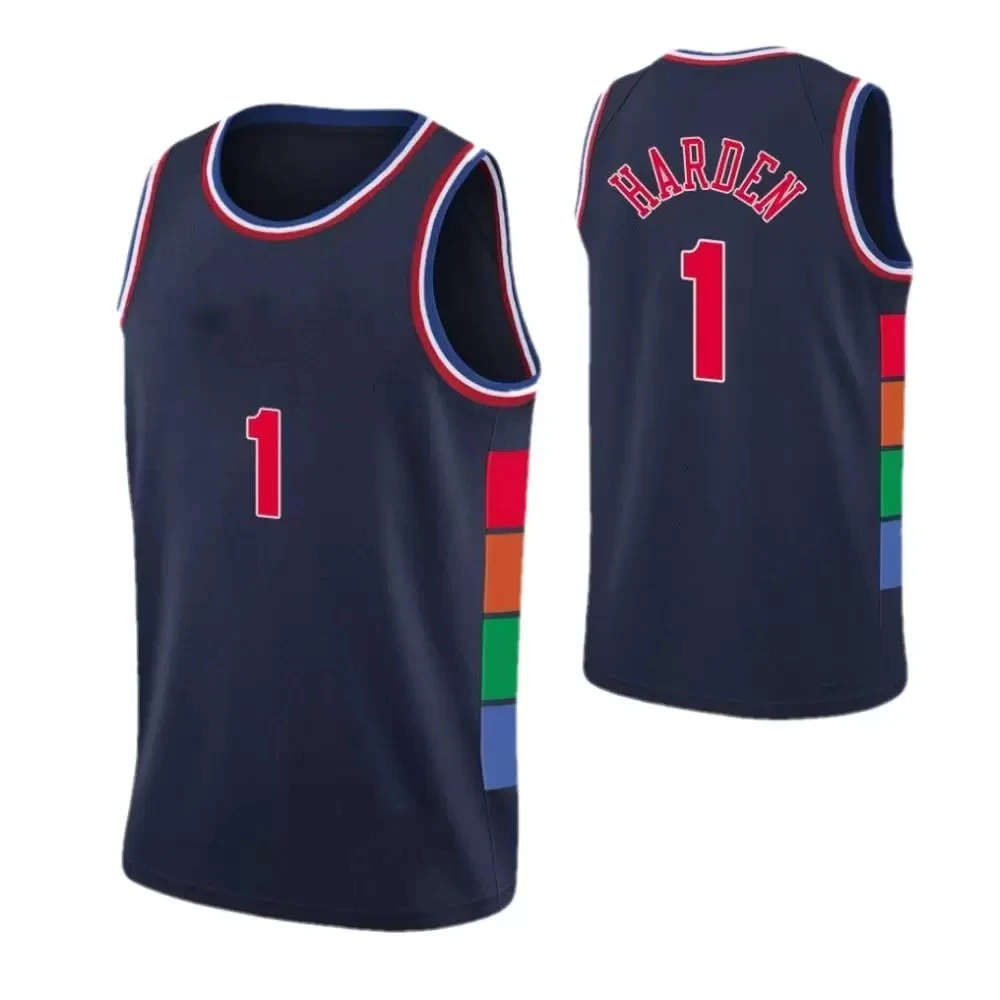 

Men American Basketbal Jersey Sport Fans Wear James Harden Tyrese Maxey Joel Embiid Simmons Allen Iverson Harris Niang T-Shirt