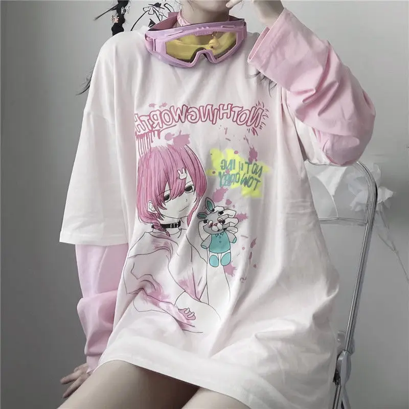 Autumn and winter T-shirt anime print T-shirt loose T-shirt women short-sleeved large profile streetwear Gothic Harajuku Kawaii
Autumn and winter T-shirt anime print T-shirt loose T-shirt women short-sleeved large profile streetwear Gothic Harajuku Kawaii