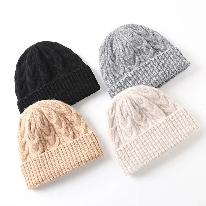 

Новая зимняя женская вязаная шапка из чистой шерсти, универсальные теплые мягкие шерстяные шапки, пуловер, шапочки, оптовая продажа