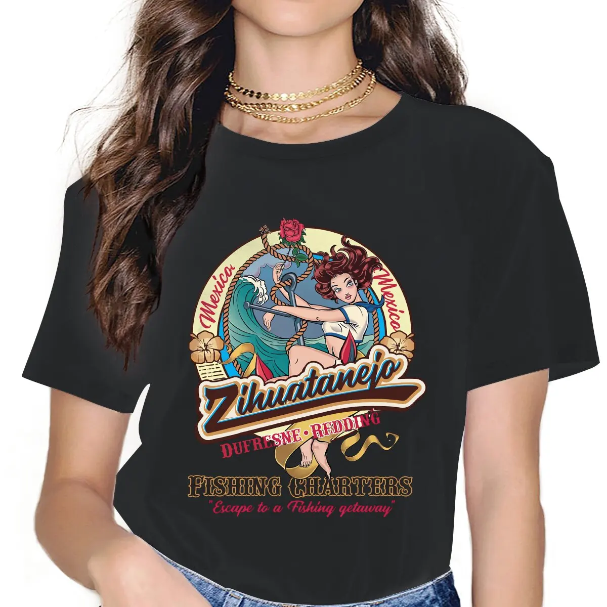 Zihuatanejo Fishing Charter Mexico Dufresne and Redding Women Shirts Pin Up Girl Model Pop Art Oversized T-shirt Kawaii Female
Zihuatanejo Fishing Charter Mexico Dufresne and Redding Women Shirts Pin Up Girl Model Pop Art Oversized T-shirt Kawaii Female