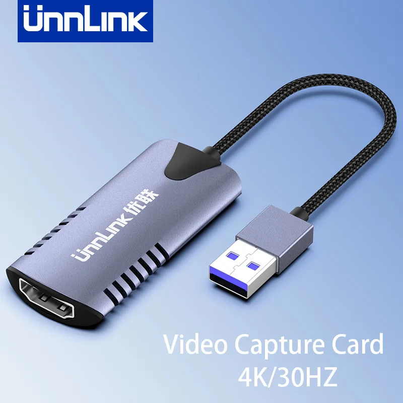 

UNNLINK 4K/30HZ Video Capture Card HDMI To USB 3.0 Type-C Game Grabber For for Switch Xbox PS4/5 Live Streaming Recording Laptop