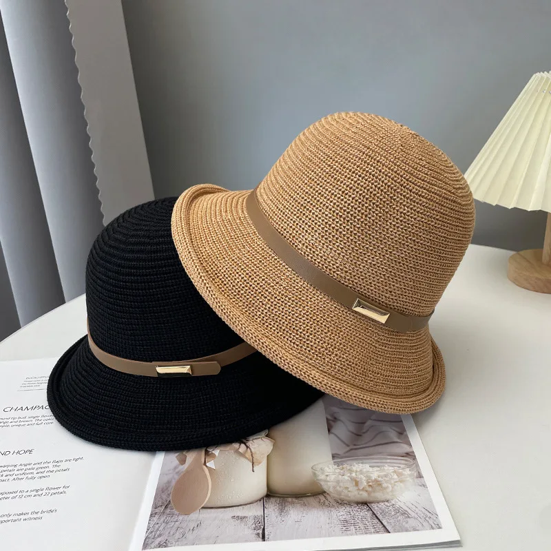 

COKK Панама, женская летняя Солнцезащитная шляпа, Рыбацкая Кепка, Круглый топ, дышащая Солнцезащитная шляпа, женская уличная Повседневная шляпа