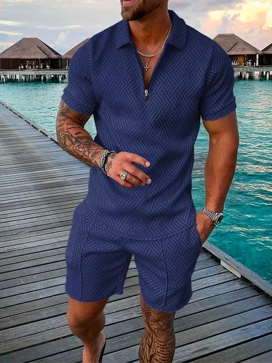 POLO zipper short-sleeved with shorts new solid color street simple and comfortable lapel shorts short-sleeved suit plus size
POLO zipper short-sleeved with shorts new solid color street simple and comfortable lapel shorts short-sleeved suit plus size