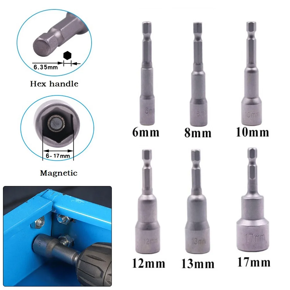6PCS 6-17mm Hex Socket Magnetic Nut Driver Set Socket Adapter Drill Bit Socket Wrench Extension Sleeve For Machine Repair Tools
6PCS 6-17mm Hex Socket Magnetic Nut Driver Set Socket Adapter Drill Bit Socket Wrench Extension Sleeve For Machine Repair Tools