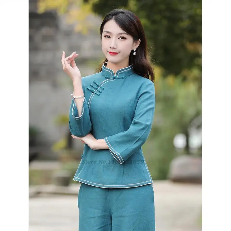 2022 chinese cotton and linen hanfu suit women improved retro qipao collar tea art suit oriental home service yoga tang suit
2022 chinese cotton and linen hanfu suit women improved retro qipao collar tea art suit oriental home service yoga tang suit