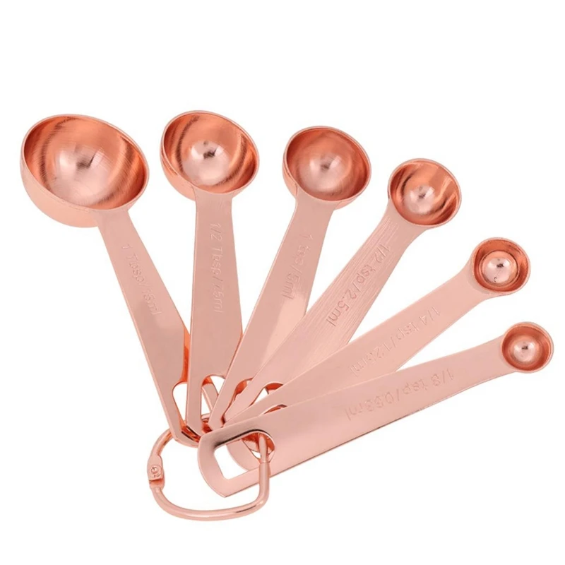 Rose Gold Measuring Spoons Set Of 6 -Plated Top-Quality Stainless Steel Mirror Polished Finish Dry And Liquid Ingredients Narrow
Rose Gold Measuring Spoons Set Of 6 -Plated Top-Quality Stainless Steel Mirror Polished Finish Dry And Liquid Ingredients Narrow