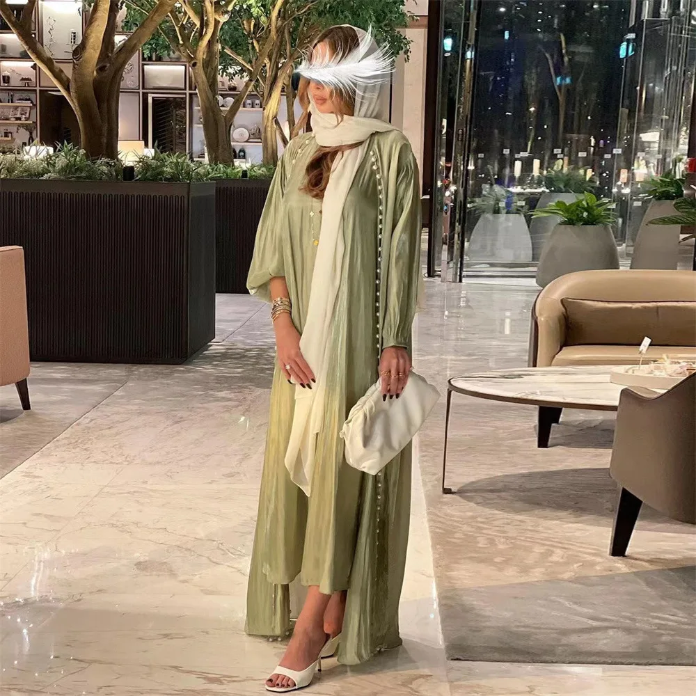 Eid Open Bead Abaya Inner Slip 2 Sets Puffer Sleeves Kimono Women Elegant Muslim Long Dresses Islam Dubai Turkey Modesty Ramadan
Eid Open Bead Abaya Inner Slip 2 Sets Puffer Sleeves Kimono Women Elegant Muslim Long Dresses Islam Dubai Turkey Modesty Ramadan