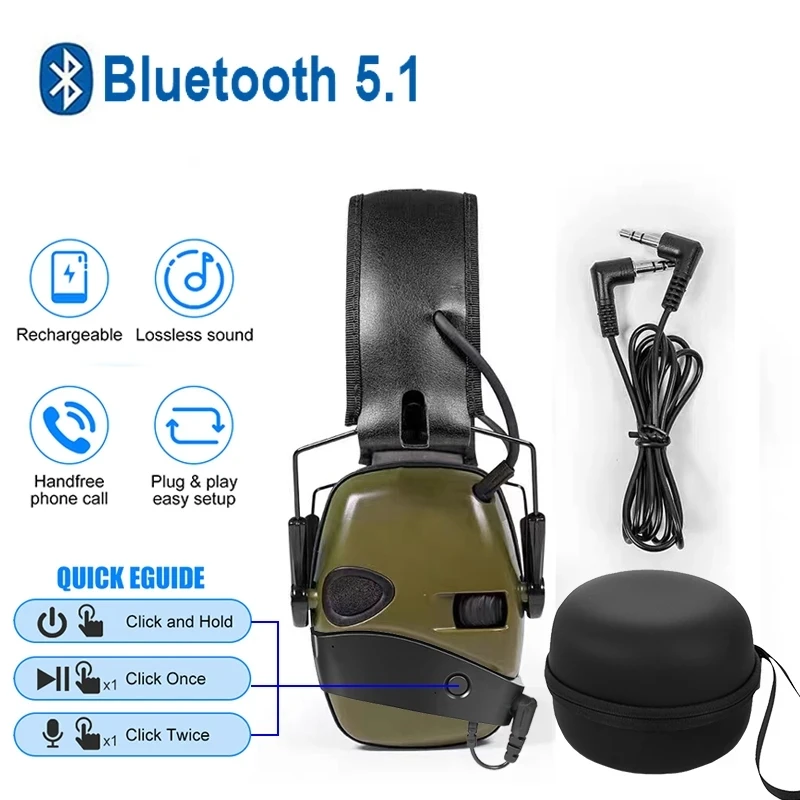 Tactical Electronic Shooting Earmuffs with Bluetooth 5.1 Outdoor Hunting Sports Noise Canceling Hearing Protection Headphones
Tactical Electronic Shooting Earmuffs with Bluetooth 5.1 Outdoor Hunting Sports Noise Canceling Hearing Protection Headphones