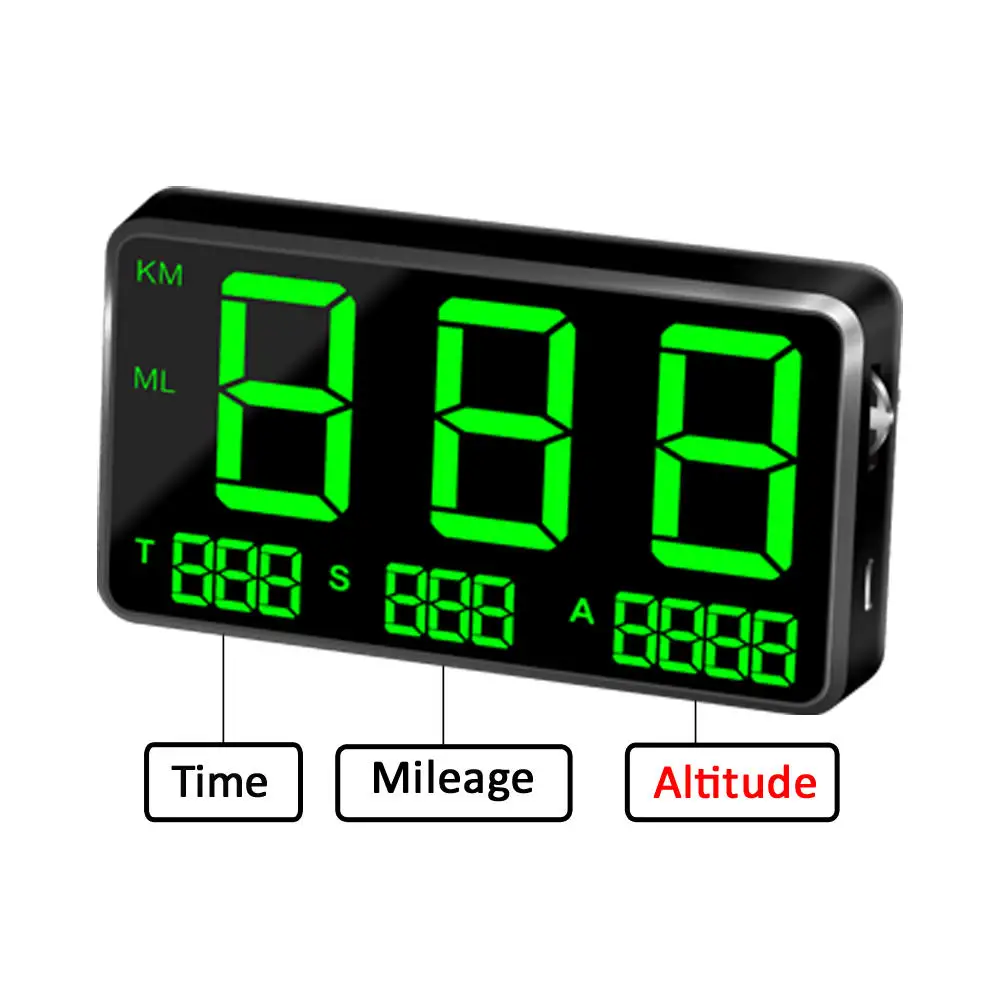 

GPS Speedometer 4.5" Speed Odometer Mileage HUD Display Digital Speed Alarm Altitude Display Projector 3'' MPH KMH C60s/C80