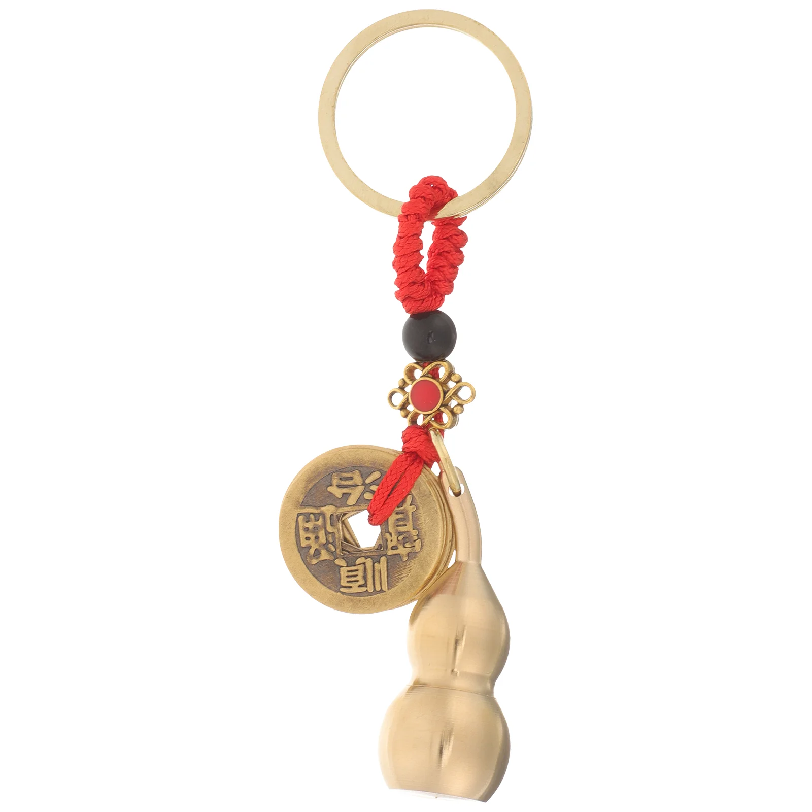 

Healifty Car Key Holder Chinese Gourd Bronze Wu Keychain Vintage Feng Shui Coins Calabash Pendant Key Rings Fortune Longevity