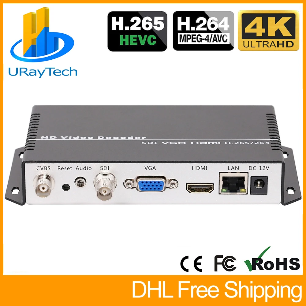 

Декодер потокового видео H.265 H.264 IP-SDI HDMI VGA CVBS, для декодирования HTTPS RTSP RTMP UDP M3U8 HLS SRT