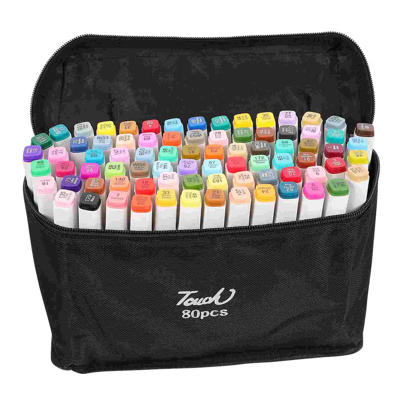

1 Set 80 Dual Tip Markers with Case Based Markers Highlighters for Kids Coloring Drawing Sketching Making Illustration ( White )