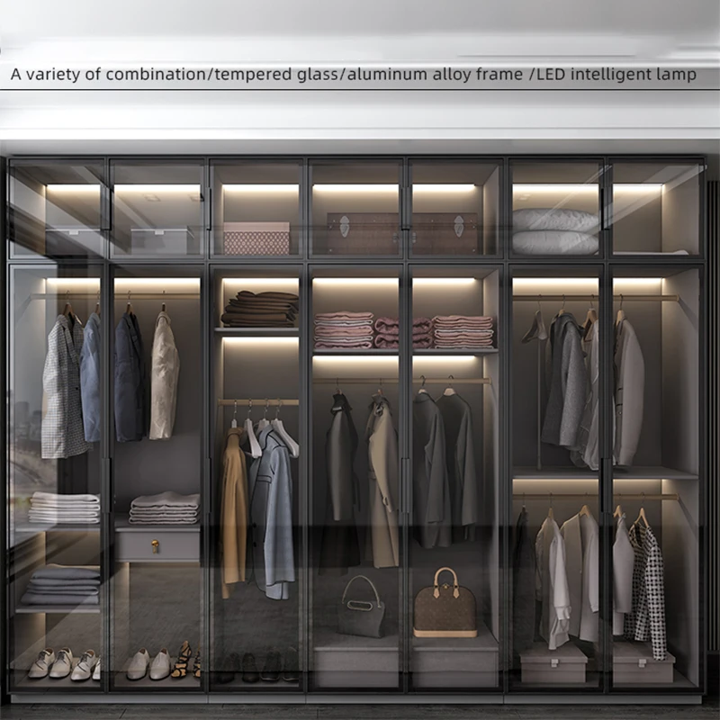 Wardrobe Home Bedroom Modern Simple And Light Luxury Glass Door Cloakroom Solid Wood Corner Whole House Cabinet Custom Wardrobe
Wardrobe Home Bedroom Modern Simple And Light Luxury Glass Door Cloakroom Solid Wood Corner Whole House Cabinet Custom Wardrobe