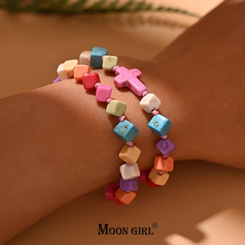 2Pcs/Lot Geometric Stone Cross Bracelet for Women Fashion Bohemian Adjustable Boho Charm Bracelet MOON GIRL Design
2Pcs/Lot Geometric Stone Cross Bracelet for Women Fashion Bohemian Adjustable Boho Charm Bracelet MOON GIRL Design