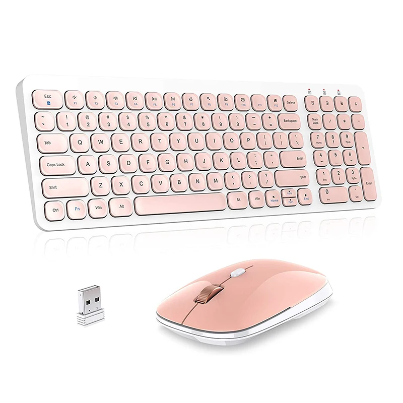 Wireless Keyboard and Mouse, 2.4GHz Full Size Slim & Quiet USB Keyboard with Wireless Mouse for Mac Windows, PC, Laptop, Desktop
Wireless Keyboard and Mouse, 2.4GHz Full Size Slim & Quiet USB Keyboard with Wireless Mouse for Mac Windows, PC, Laptop, Desktop