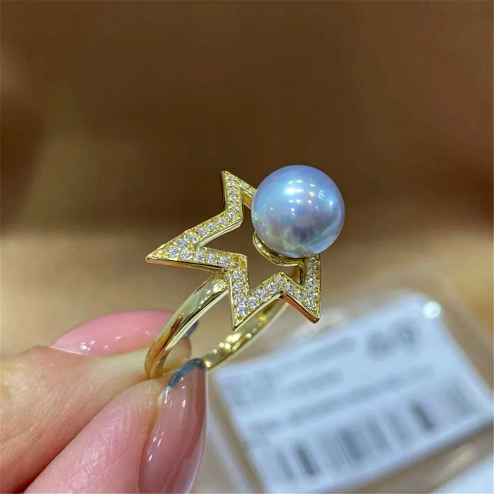 DIY Pearl Accessories S925 sterling silver jewelry Star gold silver ring empty holder with 7-9mm round beads No Pearl
DIY Pearl Accessories S925 sterling silver jewelry Star gold silver ring empty holder with 7-9mm round beads No Pearl