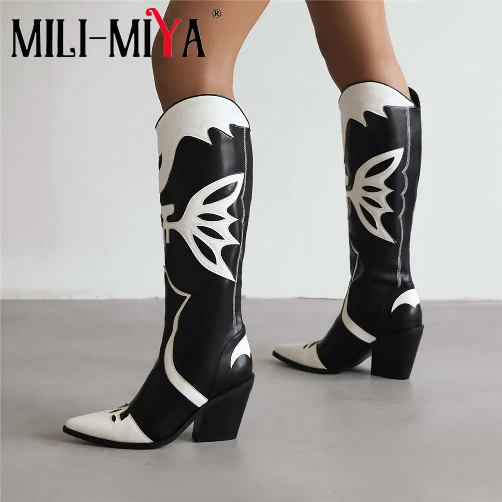 MILI-MIYA Fashion Western Shoes Mixed Color Women Microfiber Butterfly Pointed Toe Thick Heels Plus Size 34-43 Handmade For Lady
MILI-MIYA Fashion Western Shoes Mixed Color Women Microfiber Butterfly Pointed Toe Thick Heels Plus Size 34-43 Handmade For Lady