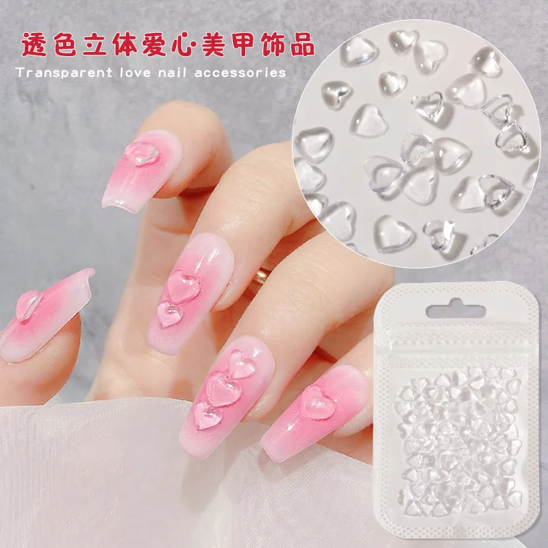 100Pcs 3D Transparent Love Heart Crystal Nail Art Decoration Resin Clear Nail Rhinestone Charm DIY Blush Manicure Accessories
100Pcs 3D Transparent Love Heart Crystal Nail Art Decoration Resin Clear Nail Rhinestone Charm DIY Blush Manicure Accessories