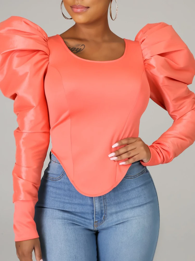 Women Blouses Puff Sleeve Korean Fashion Round Collar Solid Long-sleeved Spring Summer Shirts Blouses Party Club African Lady
Women Blouses Puff Sleeve Korean Fashion Round Collar Solid Long-sleeved Spring Summer Shirts Blouses Party Club African Lady