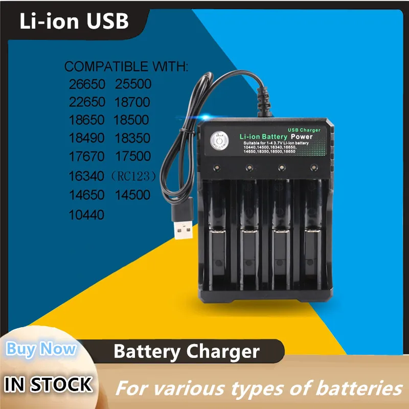 

4.2V 3.7V 18650 Battery Charger Li-ion USB Independent Charger Portable Electronic 18650 18500 16340 14500 26650 Battery Charger