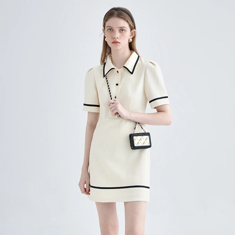Summer Short Sleeve Polo Shirt Dress Women 2022 Fashion Preppy Style Collar Clash Mini Cute Solid Y2K Party Clothing - купить по