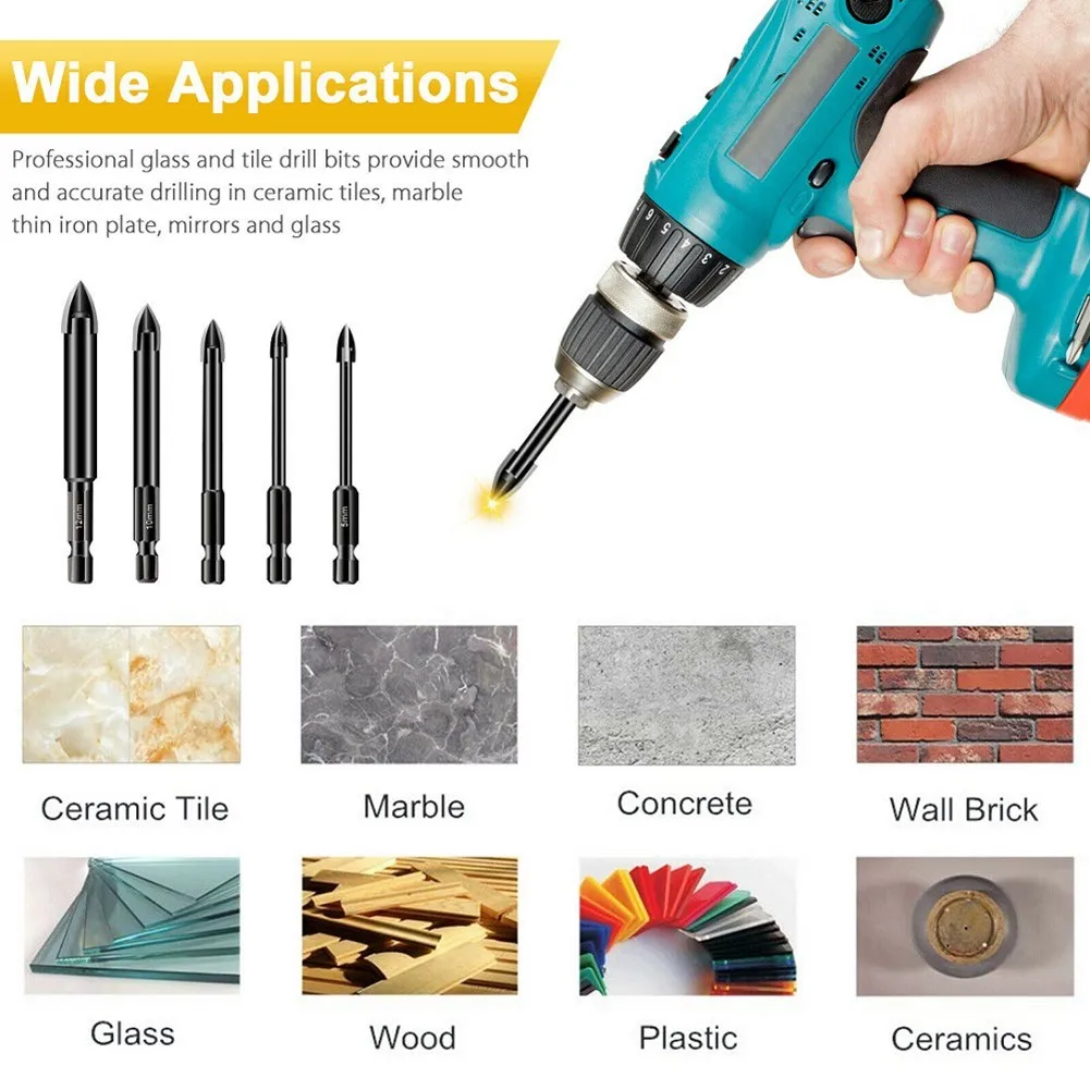 5Pcs Hole Opener Drill Bit Drill Bits Set Carbide Ceramic Glass Kit Tile Porcelain Wood 5-12mm Hot Sale Practical
5Pcs Hole Opener Drill Bit Drill Bits Set Carbide Ceramic Glass Kit Tile Porcelain Wood 5-12mm Hot Sale Practical
