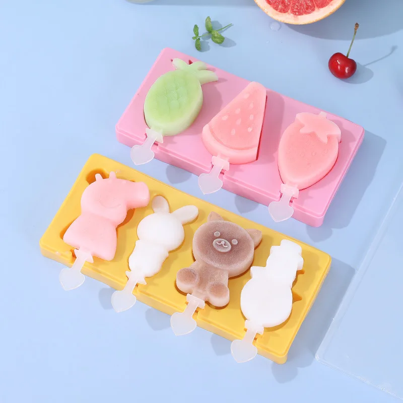 

Cartoon Silicone Ice Cream Mold For Home Making Ice Lolly Ice Cream Popsicle Grid Homemade Ice Box Children's Cute Abrasive