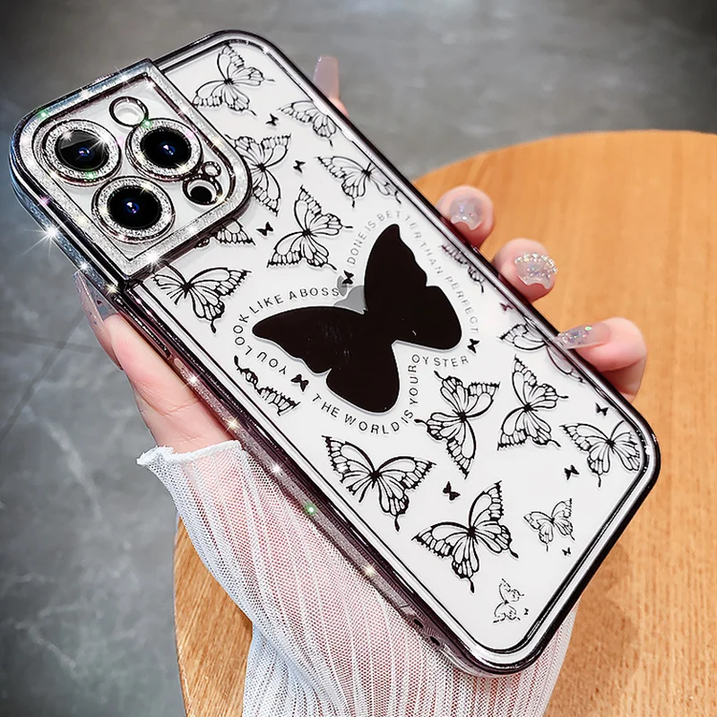 Plating Butterfly Glitter Clear Case for iPhone 14 11 Pro Max 13 12 Mini X XS XR 8 7 Plus SE 2020 Soft Silicone Shockproof Cover
Plating Butterfly Glitter Clear Case for iPhone 14 11 Pro Max 13 12 Mini X XS XR 8 7 Plus SE 2020 Soft Silicone Shockproof Cover