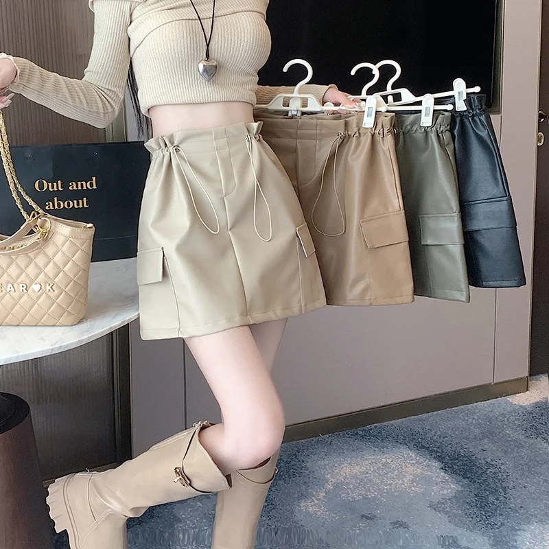 retro leather skirt with drawstring high waist slim short length skirt 2023 autumn new cargos clothes pocket casual short skirts
retro leather skirt with drawstring high waist slim short length skirt 2023 autumn new cargos clothes pocket casual short skirts
