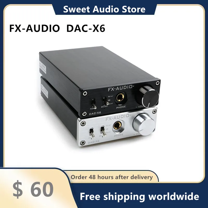 

NEW FX-AUDIO DAC-X6 MINI HiFi 2.0 Digital Audio Decoder DAC Input USB/Coaxial/Optical Output RCA/ Amplifier 24Bit/96KHz DC12V