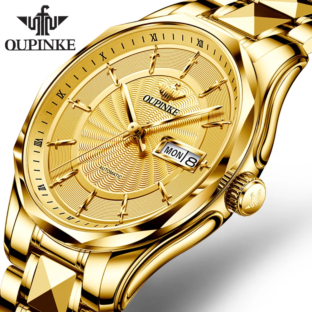 

OUPINKE Men Automatic Watch Sapphire Crystal Luxury Mechanical Wristwatch Waterproof Tungsten Steel Watche Men Relogio Masculino