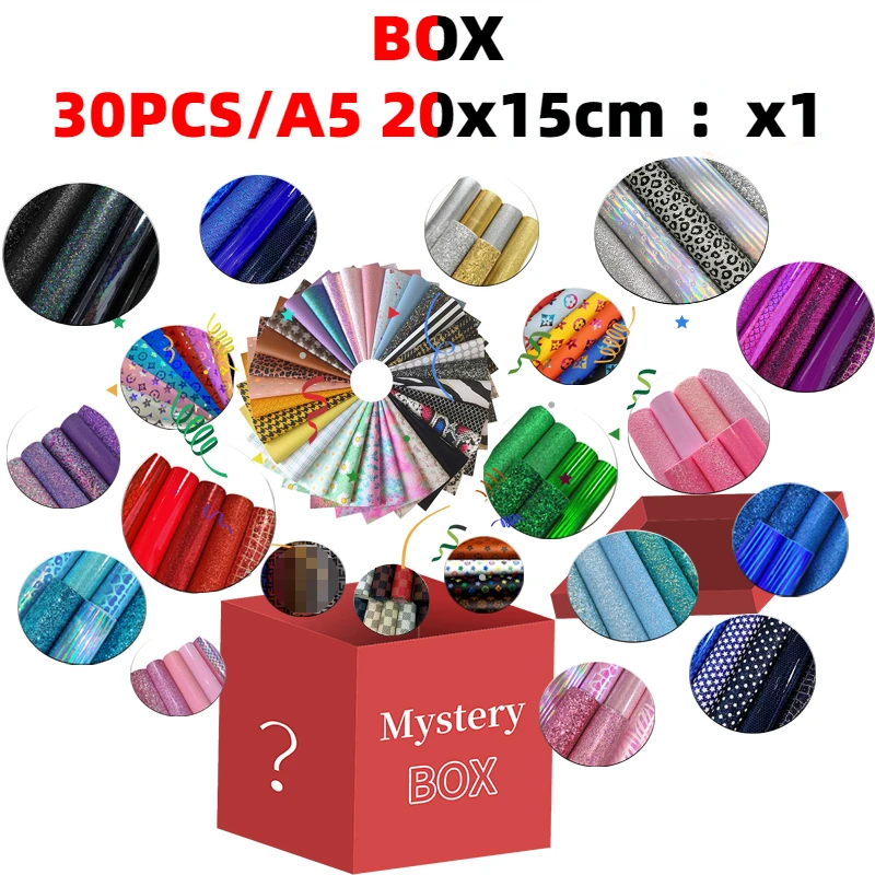 

30pcs Chunky Glitter Synthetic Vinyl PU Leatherette Fabric Box Novelty A5 20*15cm DIY Brooch Bows Handmade Earring Making