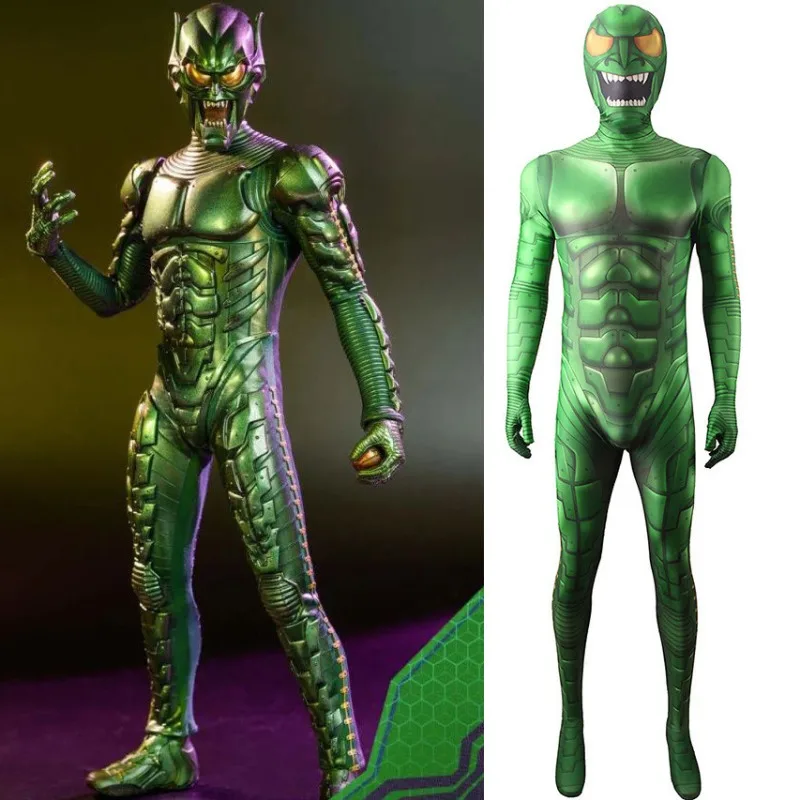 

Персонализированный креативный Косплей Marvel «периферийные мстители», Зеленый Гоблин, полноразмерный костюм на Хэллоуин, костюм для студенческого выступления