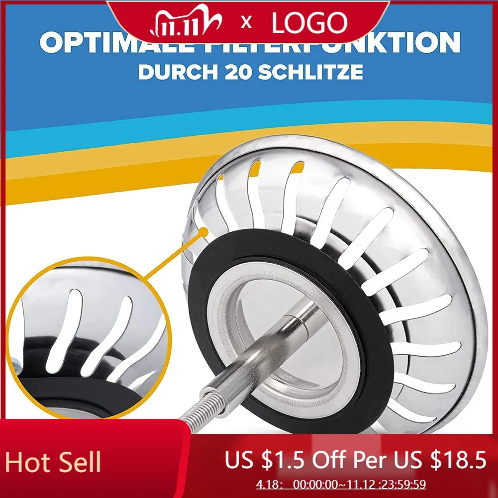 Stainless Steel Waste Plug Sink Filter Adjustable Kitchen Sink Drain Strainer Stopper Bathroom Accessories Hair Catcher 79/82mm
Stainless Steel Waste Plug Sink Filter Adjustable Kitchen Sink Drain Strainer Stopper Bathroom Accessories Hair Catcher 79/82mm
