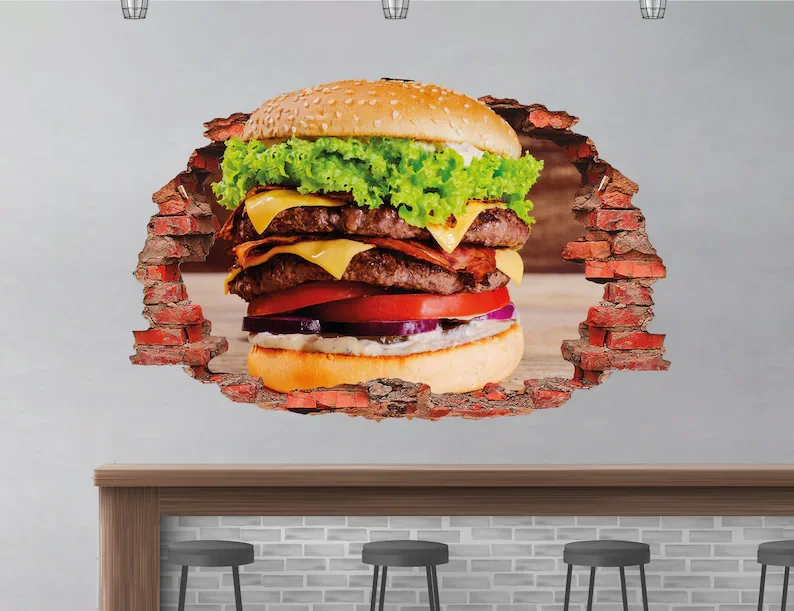 Whopper 3D Wall Decal Smash Effect - Hamburger Wall Sticker - Vinyl Wall Decor - Decals for Walls - Stickers 3D Effect
Whopper 3D Wall Decal Smash Effect - Hamburger Wall Sticker - Vinyl Wall Decor - Decals for Walls - Stickers 3D Effect