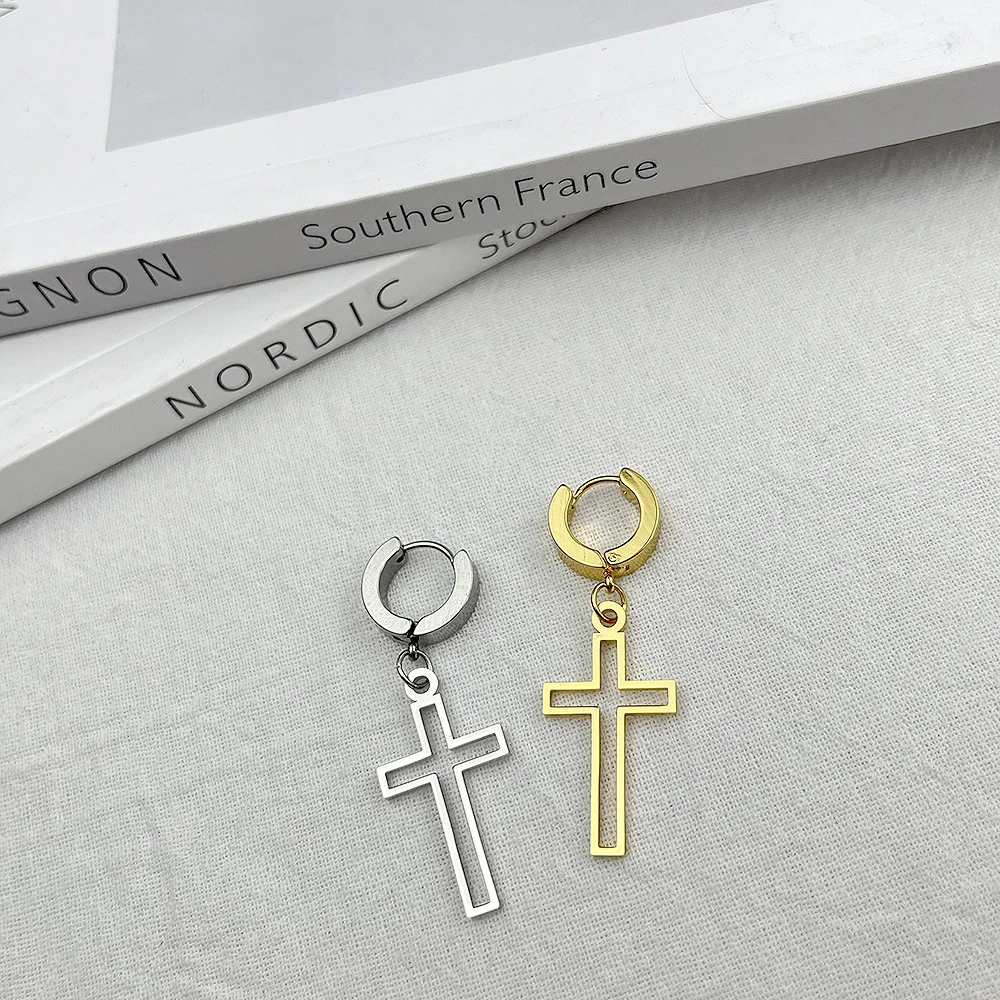 Jesus Cross Pendant Earrings Stainless Steel Hollow Cross Amulet Earrings for Women Christian Prayer Jewelry Charms Ear Studs 
Jesus Cross Pendant Earrings Stainless Steel Hollow Cross Amulet Earrings for Women Christian Prayer Jewelry Charms Ear Studs