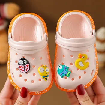 Children New Cute Cartoons Kids Mules Clogs Summer Croc Garden Beach Slippers Sandals Cave Hole Baby Shoes For Boys Girls