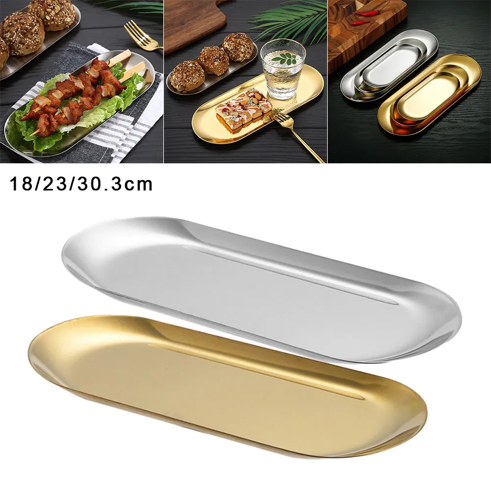 Metal Tray S/M/L Stainless Steel Oval Plate For Fruit Cake Dessert Western Steak Dish Stackable Rectangular Snack Serving Tray
Metal Tray S/M/L Stainless Steel Oval Plate For Fruit Cake Dessert Western Steak Dish Stackable Rectangular Snack Serving Tray