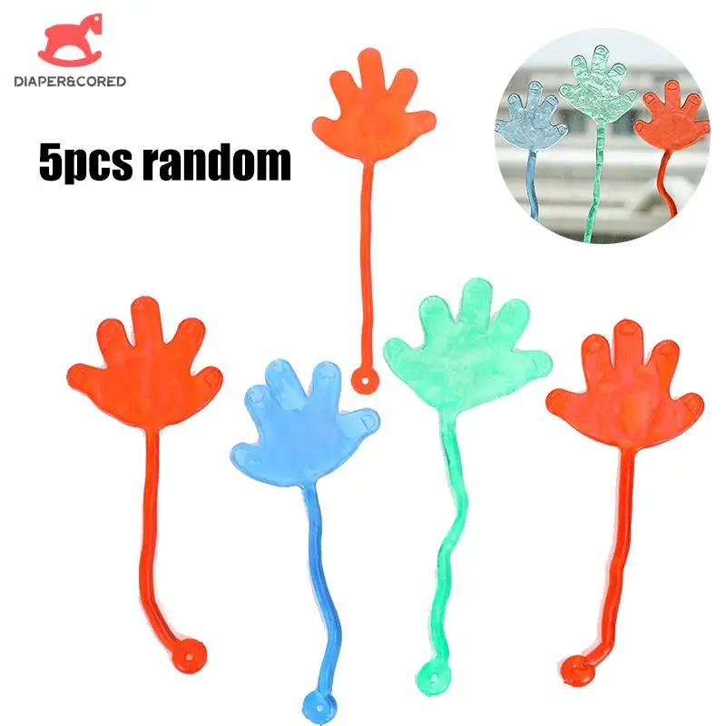 

5pcs Random Funny Sticky Palm Strong Stickiness Toy Wall Crawling Sticky Tricky Toys For Kids Creative Novelty Toys Party Favors