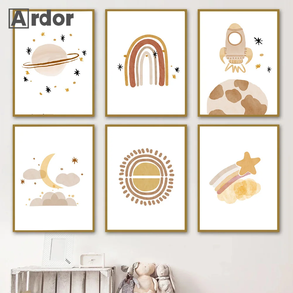Rainbow Sun Moon Rocket Wall Art Canvas Painting Earth Wall Poster Nursery Boho Print Nordic Wall Pictures Boys Room Decoration
Rainbow Sun Moon Rocket Wall Art Canvas Painting Earth Wall Poster Nursery Boho Print Nordic Wall Pictures Boys Room Decoration