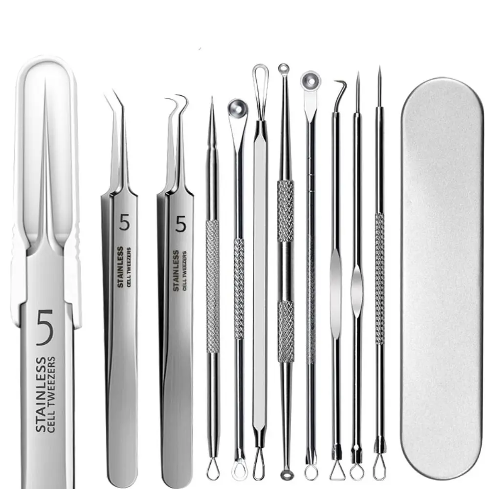 

8pcs/set Ultra-fine Deep Cleaner Scraping & Closing Facial Care Cell Clip Acne Needle Pimple Remover Blackhead Tweezers