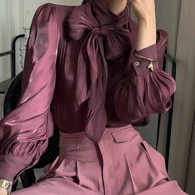 Elegant Chic Turtleneck Lace-up Solid Blouses Tops for Women Full Sleeve Loose Female Pullovers Shirts Autumn
Elegant Chic Turtleneck Lace-up Solid Blouses Tops for Women Full Sleeve Loose Female Pullovers Shirts Autumn