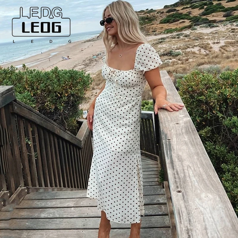 LEDP Women's Dress Polka Dot Pink Retro Slit Dress Puff Sleeve Lace Up Long Dress Beach Vacation Summer Dress Ladies Sundress
LEDP Women's Dress Polka Dot Pink Retro Slit Dress Puff Sleeve Lace Up Long Dress Beach Vacation Summer Dress Ladies Sundress