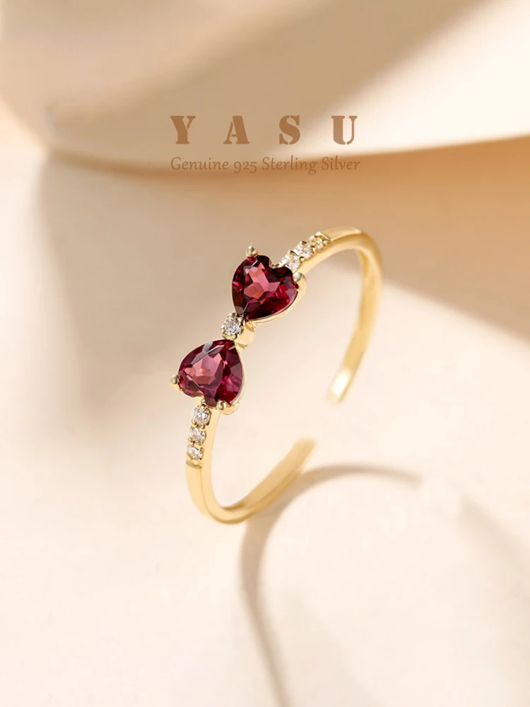 Yasu Genuine 925 Sterling Silver Ruby Heart Ring for Women 14k Gold Plated Bowknot Open Ring Fine Wedding Jewelry Accessories
Yasu Genuine 925 Sterling Silver Ruby Heart Ring for Women 14k Gold Plated Bowknot Open Ring Fine Wedding Jewelry Accessories