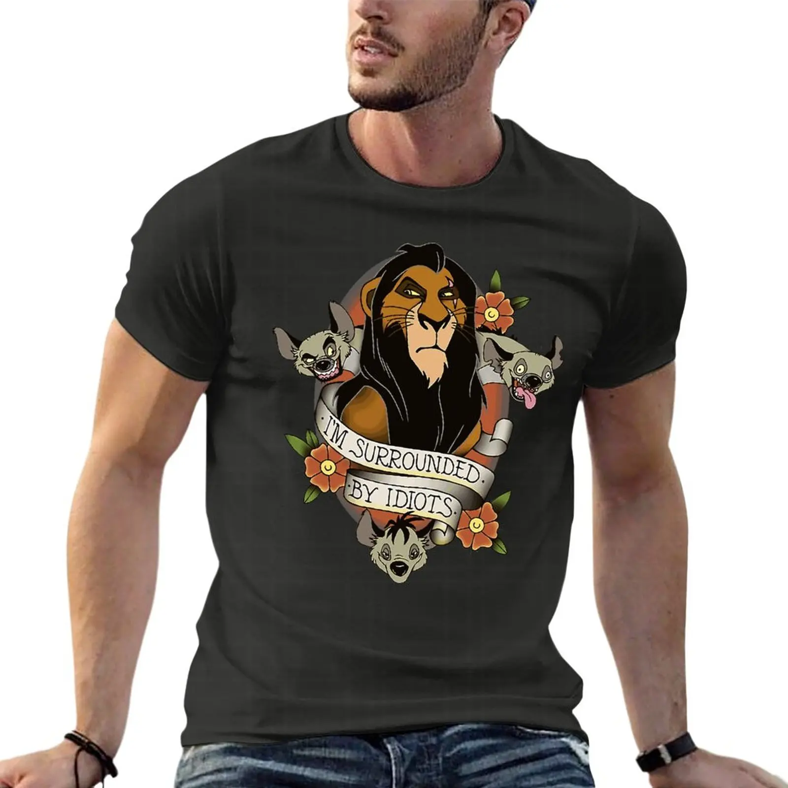 Lion King Scar And Hyenas I Am Surrounded By Idiots Oversized T-Shirt Harajuku Men'S Clothes 100% Cotton Streetwear Big Size Top
Lion King Scar And Hyenas I Am Surrounded By Idiots Oversized T-Shirt Harajuku Men'S Clothes 100% Cotton Streetwear Big Size Top