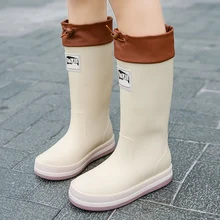 Women Rain Boots Unisex Non-slip Mid-Calf Water Boots Women Soft Tube Waterproof Shoes Fashion Soft Bottom Rain Boots Work Shoes