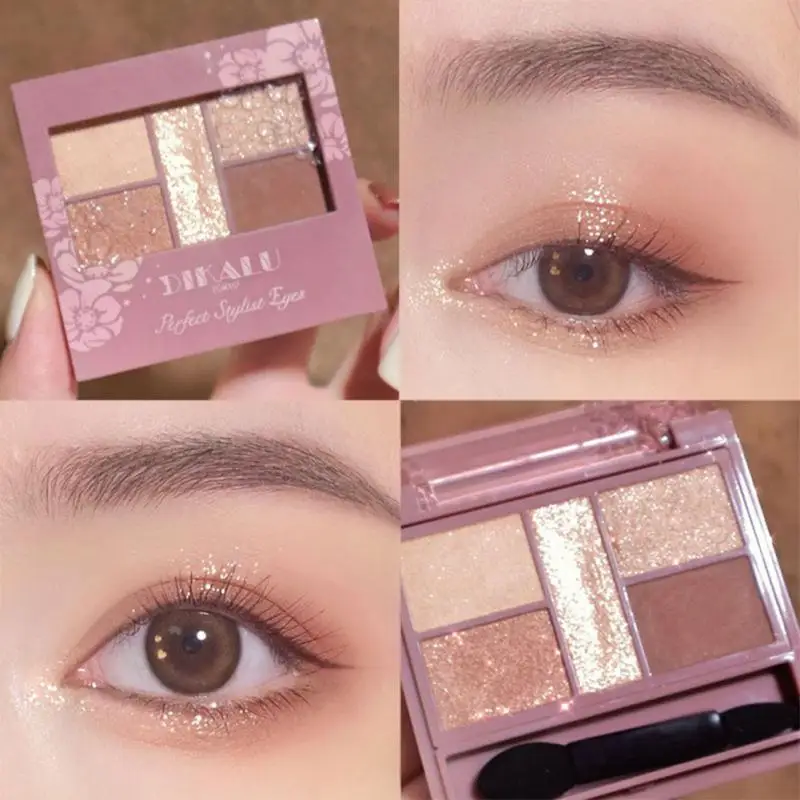 

5 Color Eyeshadow Palette Matte Pearly Glitter Shimmer Eye Shadow Easy To Color Long Lasting Brighten Eye Shadow Korean Makeup