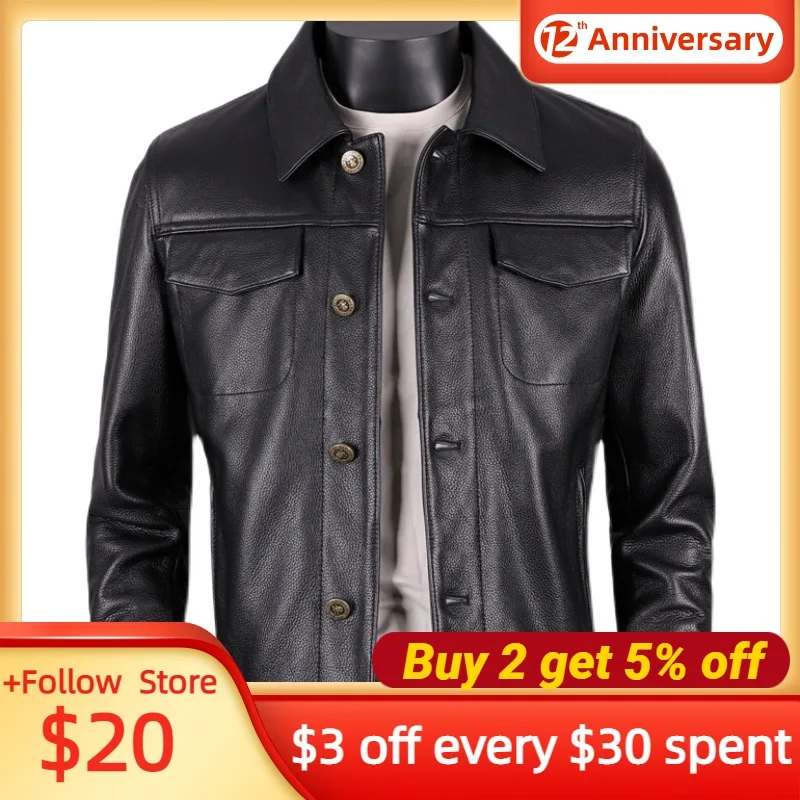 2022 Black Genuine Leather Jacket Men Casual Style Single Breasted Plus Size 4XL Real Natural Cowhide Autumn Slim Short Coat
2022 Black Genuine Leather Jacket Men Casual Style Single Breasted Plus Size 4XL Real Natural Cowhide Autumn Slim Short Coat