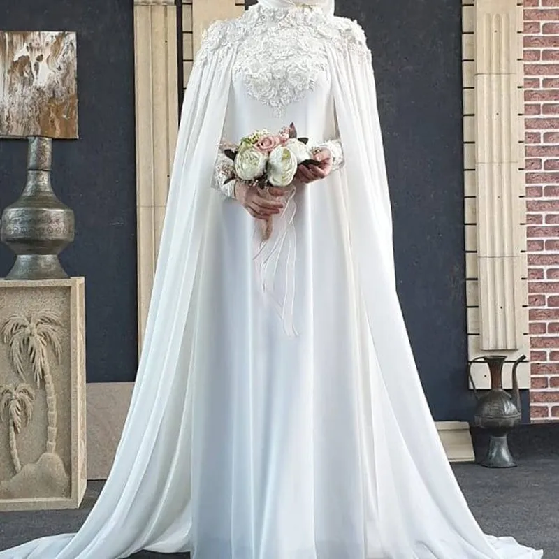 Muslim Wedding Dress Cap Sleeves A-Line Chiffon High Neck Lace Flowers Dubai Arabic Bridal Gowns Customed Vestido De Noiva
Muslim Wedding Dress Cap Sleeves A-Line Chiffon High Neck Lace Flowers Dubai Arabic Bridal Gowns Customed Vestido De Noiva