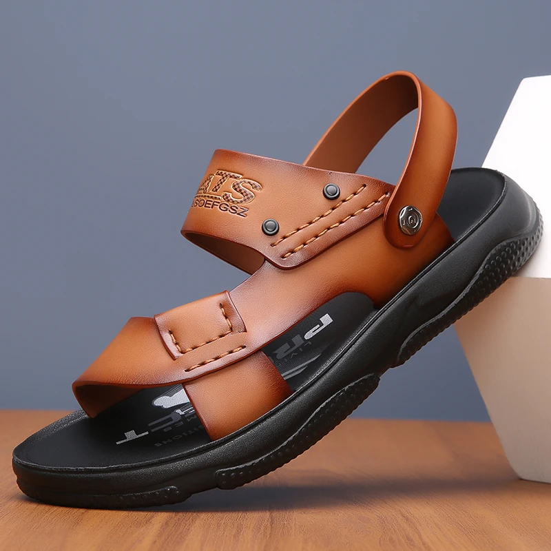 Summer Non-slip Open-toe Leather Sandals New Sandals and Slippers Men's Genuine Leather Sandals Adult Thick-soled Beach Shoes
Summer Non-slip Open-toe Leather Sandals New Sandals and Slippers Men's Genuine Leather Sandals Adult Thick-soled Beach Shoes